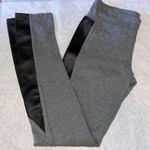 Grey and faux leather leggings